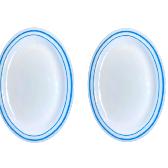 Pyrex | Dining | 2 Pyrex Blue White Oval Dish Platter | Poshmark